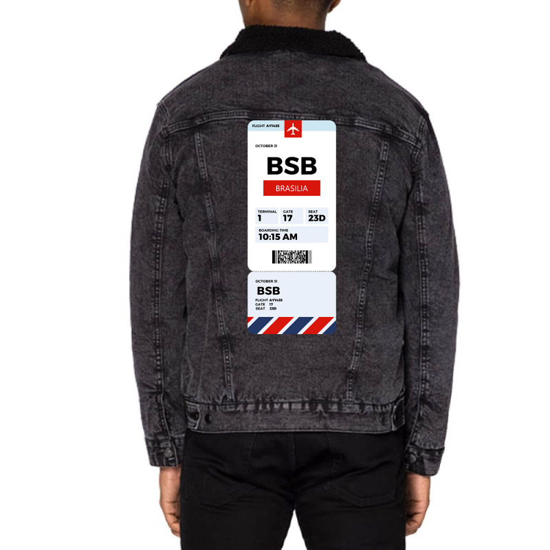 Brasilia Boarding Pass Unisex Sherpa-lined Denim Jacket | Artistshot