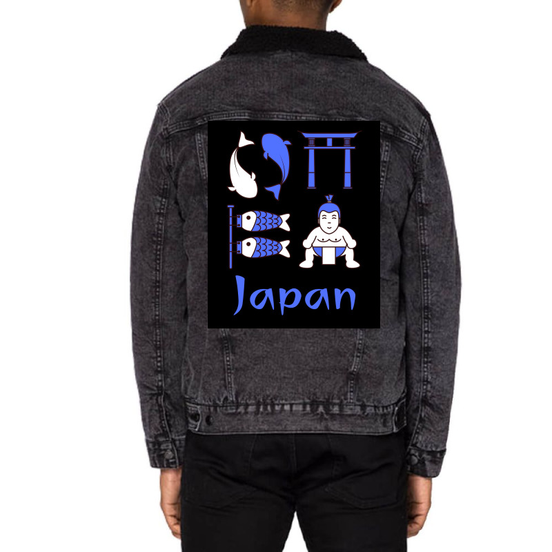 Japan Royal Blue Poster Nostalgia Unisex Sherpa-lined Denim Jacket | Artistshot