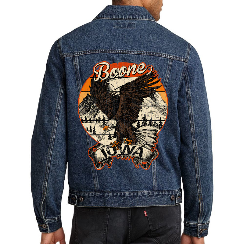 Boone Iowa Bald Eagle Retro Vintage Aesthetic Men Denim Jacket | Artistshot