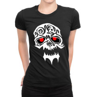 Tribal White Skull Head Shot Ladies Fitted T-shirt | Artistshot