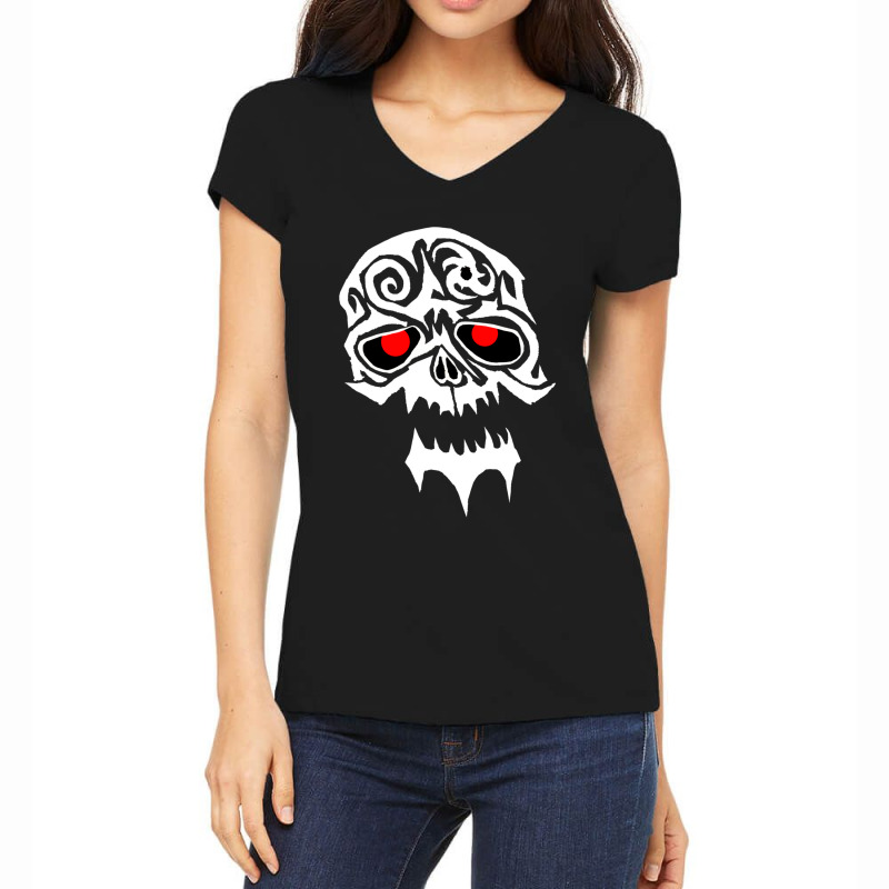 Tribal White Skull Head Shot Women's V-Neck T-Shirt by ToryFahy | Artistshot