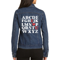 Alphabet Abc I Love You Valentines Day Heart Gifts Ladies Denim Jacket | Artistshot