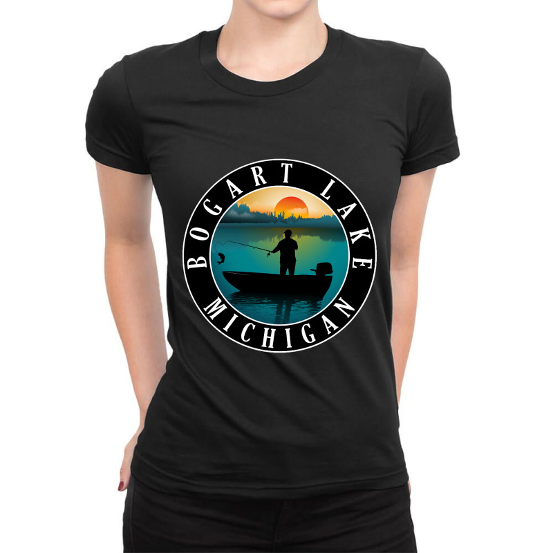 Bogart Lake Fishing Michigan Sunset Ladies Fitted T-Shirt by fencingderby989 | Artistshot