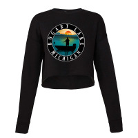 Bogart Lake Fishing Michigan Sunset Cropped Sweater | Artistshot