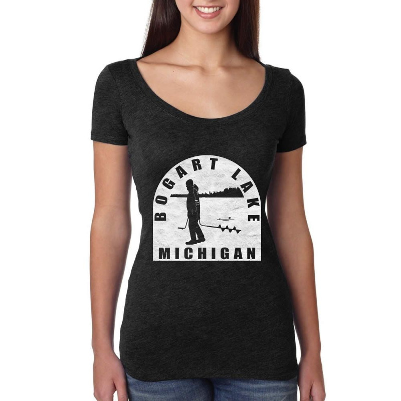 Bogart Lake Ice Fishing Michigan Women's Triblend Scoop T-shirt by fencingderby989 | Artistshot