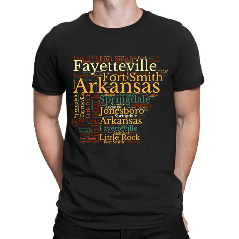 Arkansas Map And Cities T-shirt | Artistshot