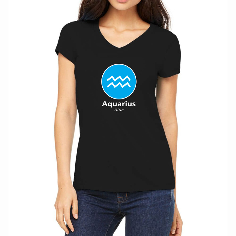 Aquarius Blue Women's V-Neck T-Shirt by manishjyotistore | Artistshot