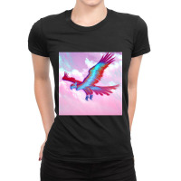 Phoenix Bird In Blue And Reddish Tones Ladies Fitted T-shirt | Artistshot