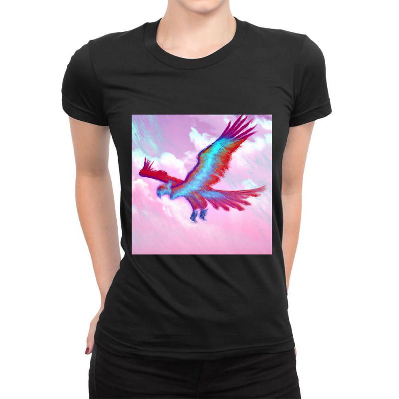 Phoenix Bird In Blue And Reddish Tones Ladies Fitted T-Shirt by saddestrent378 | Artistshot