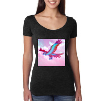 Phoenix Bird In Blue And Reddish Tones Women's Triblend Scoop T-shirt | Artistshot