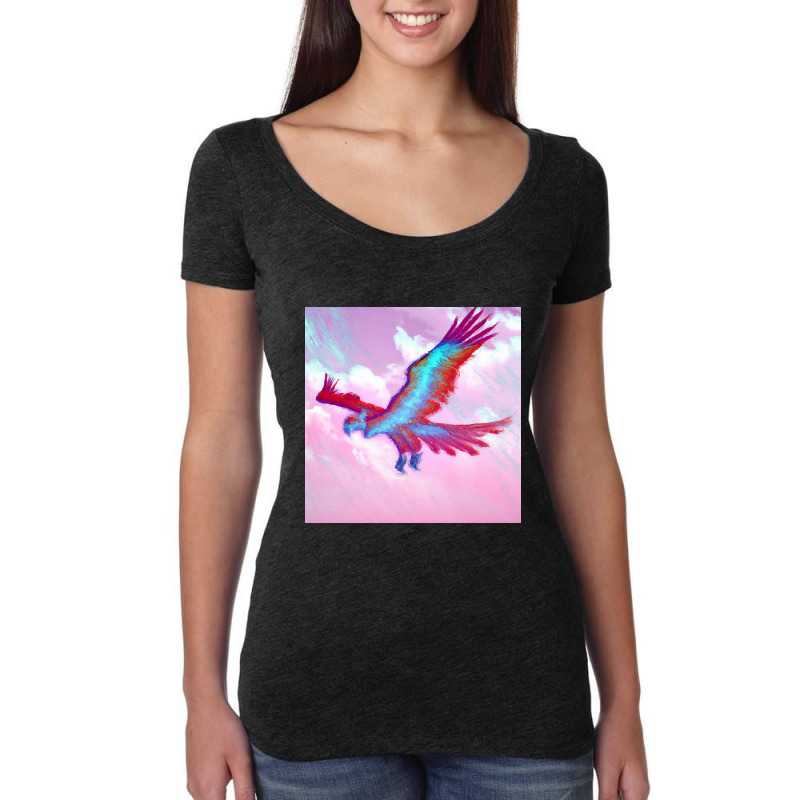 Phoenix Bird In Blue And Reddish Tones Women's Triblend Scoop T-shirt by saddestrent378 | Artistshot