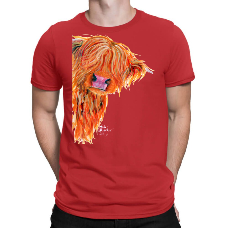 Highland Cow 'peekaboo' By Shirley Macarthur T-shirt | Artistshot