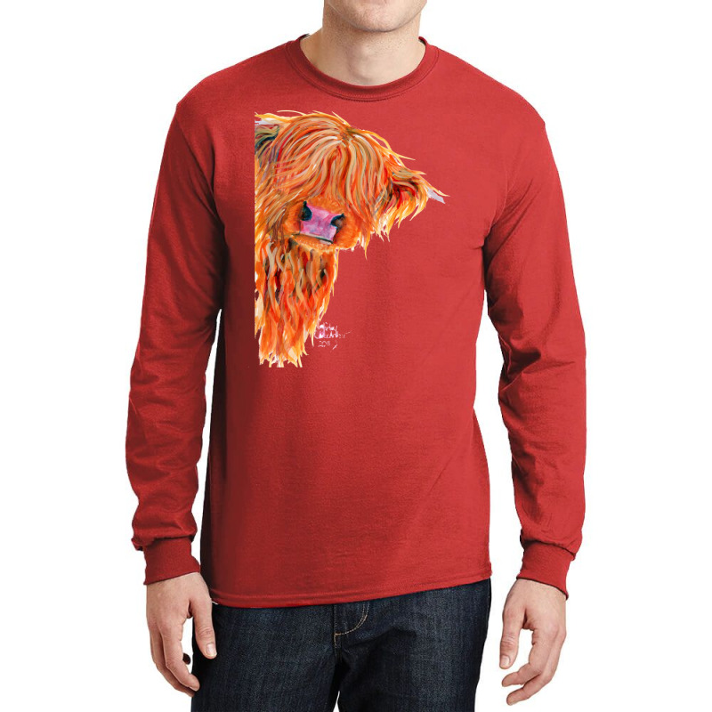 Highland Cow 'peekaboo' By Shirley Macarthur Long Sleeve Shirts | Artistshot