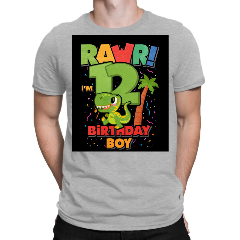 12 Birthday Dinosaur Poster Girl T-shirt | Artistshot