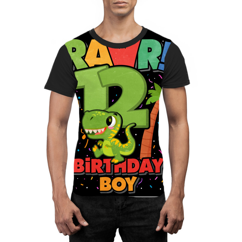 12 Birthday Dinosaur Poster Girl Graphic T-shirt | Artistshot