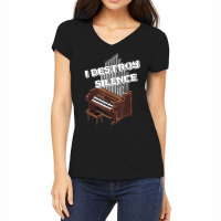 I Destroy Silence Church Organ Organist Musician Cathedral Women's V-neck T-shirt | Artistshot