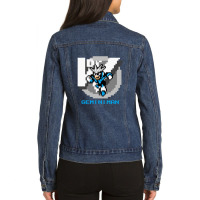 Gemini Man With Blue Text Ladies Denim Jacket | Artistshot