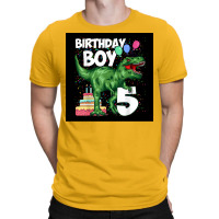 5th Birthday Boy 5 Years Old Dinosaur Saurus T Rex Poster Boy T-shirt | Artistshot