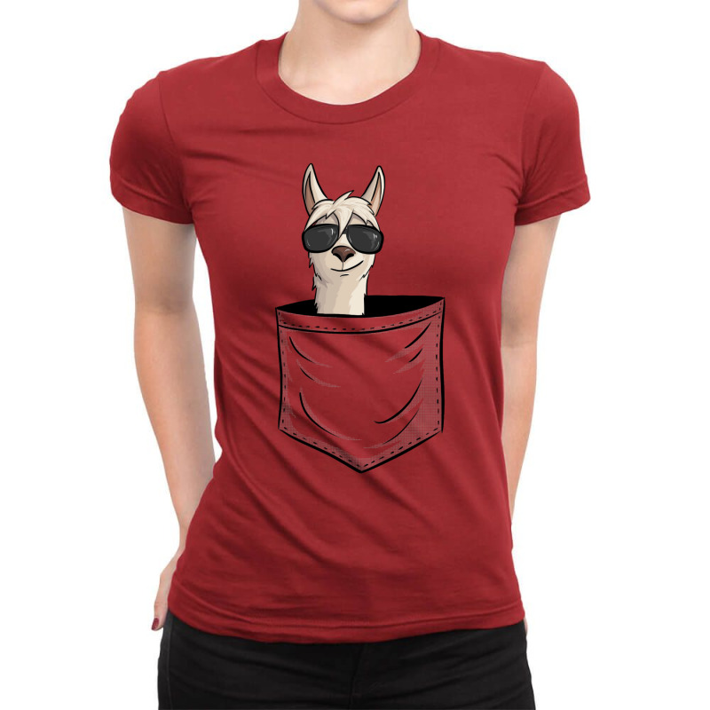 Hipster Alpaca With Sunglasses  Casual Llama In Pocket Ladies Fitted T-Shirt by busackmouzerw | Artistshot