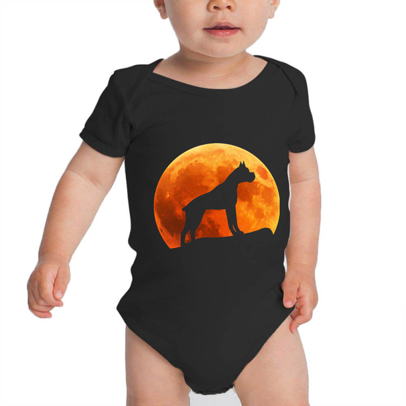 Boxer Dog Silhouette In Moon Gift Baby Bodysuit by cryingdappled109 | Artistshot