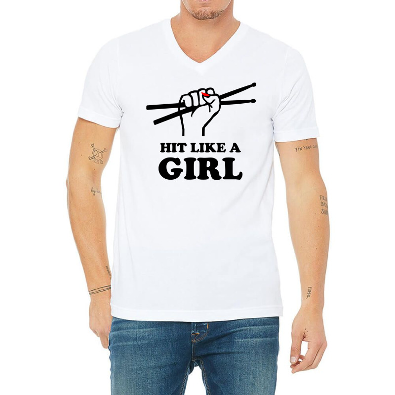 Hit Like A Girl V-neck Tee | Artistshot