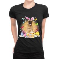 Funny Easter Bunny German Shepherd Dog Bunny Ear Egg Basket Ladies Fitted T-shirt | Artistshot