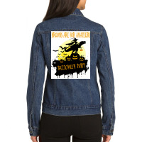 Funny Brooms Are For Amateurs Shirtnew Witch Dinosaur Halloween Tee Sh Ladies Denim Jacket | Artistshot