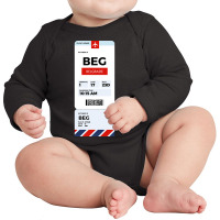 Belgrade Boarding Pass Long Sleeve Baby Bodysuit | Artistshot