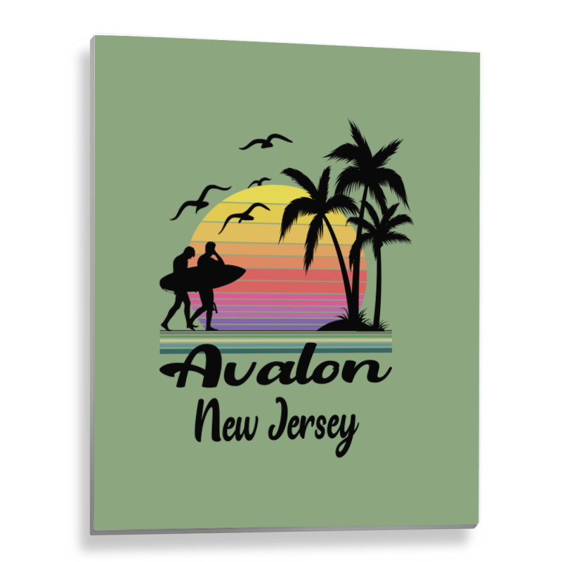 Avalon New Jersey Seaside Retro Sunset Metal Print Vertical | Artistshot