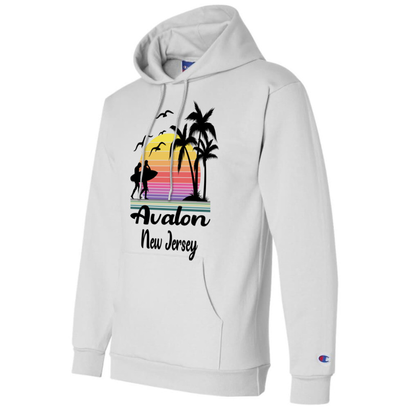 Avalon New Jersey Seaside Retro Sunset Champion Hoodie | Artistshot