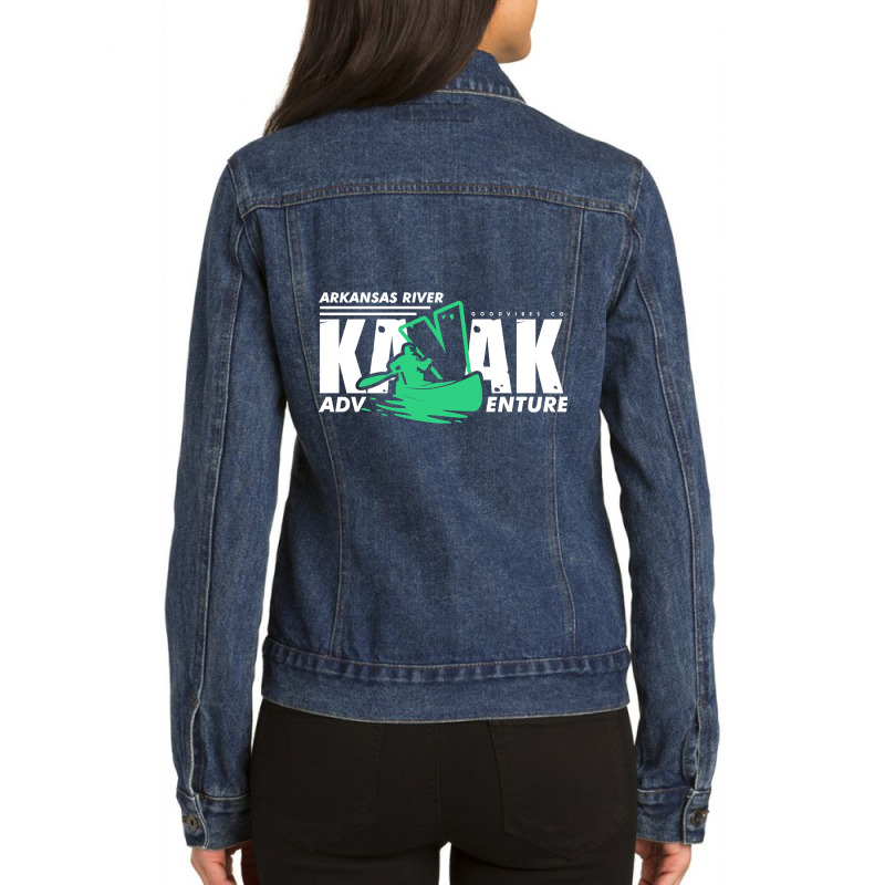 Arkansas River Kayak Adventure-xq8vf Ladies Denim Jacket by ternacanuda | Artistshot