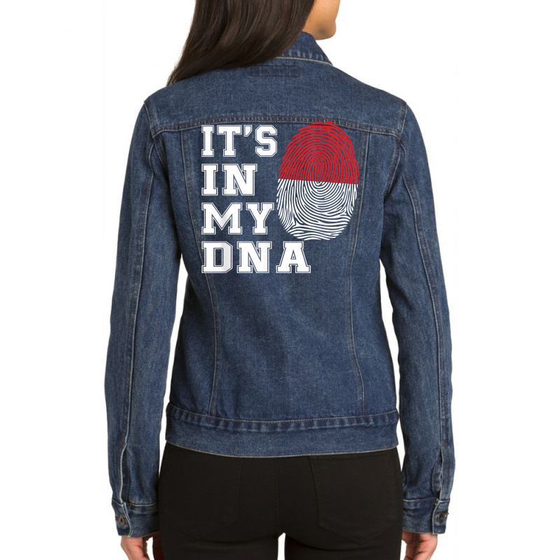 It's In My Dna Java Proud Gift Indonesia Flag T Shirt Ladies Denim Jacket | Artistshot