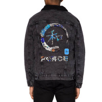 Peace Japanese Kanji Word Symbol Enso Circle 6 Unisex Sherpa-lined Denim Jacket | Artistshot