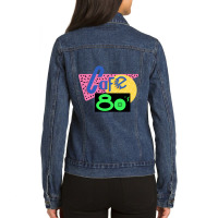 Back To The Future Cafe 80s Shirt - Most Accurate Clean Vector Art!! Ladies Denim Jacket | Artistshot