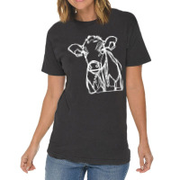 Baby Cow Calf White Line Art Vintage T-shirt | Artistshot