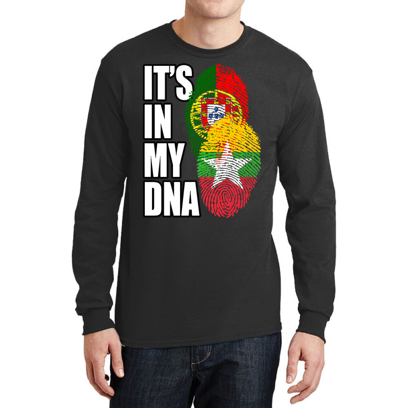 Burmese And Portuguese Mix Heritage Dna Flag Long Sleeve Shirts by denverhumans58 | Artistshot