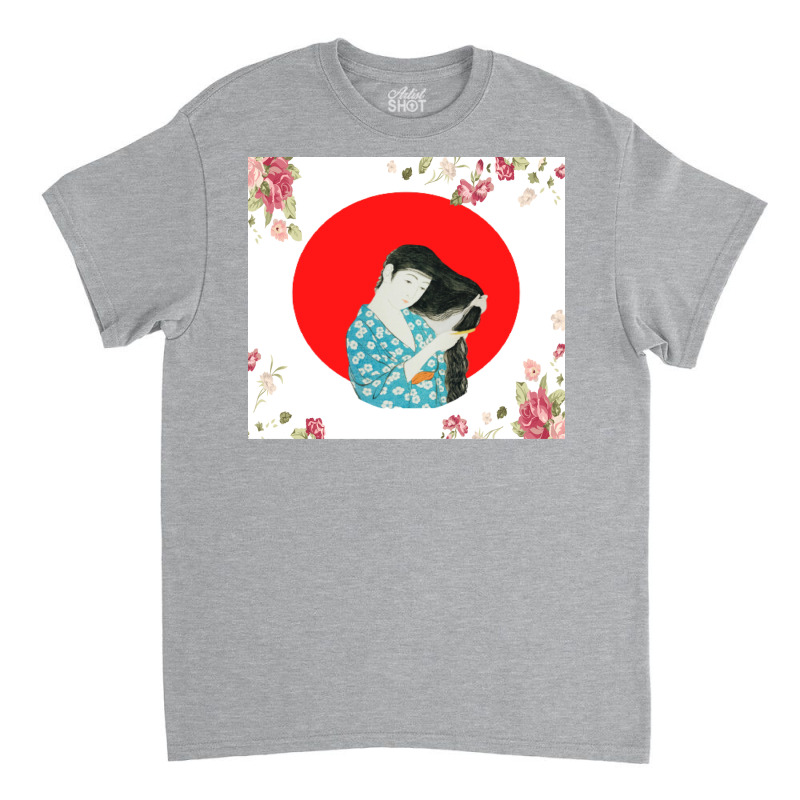 Geisha Combing Her Hair 1920 Poster Trending Green Classic T-shirt by gavrikashten0 | Artistshot