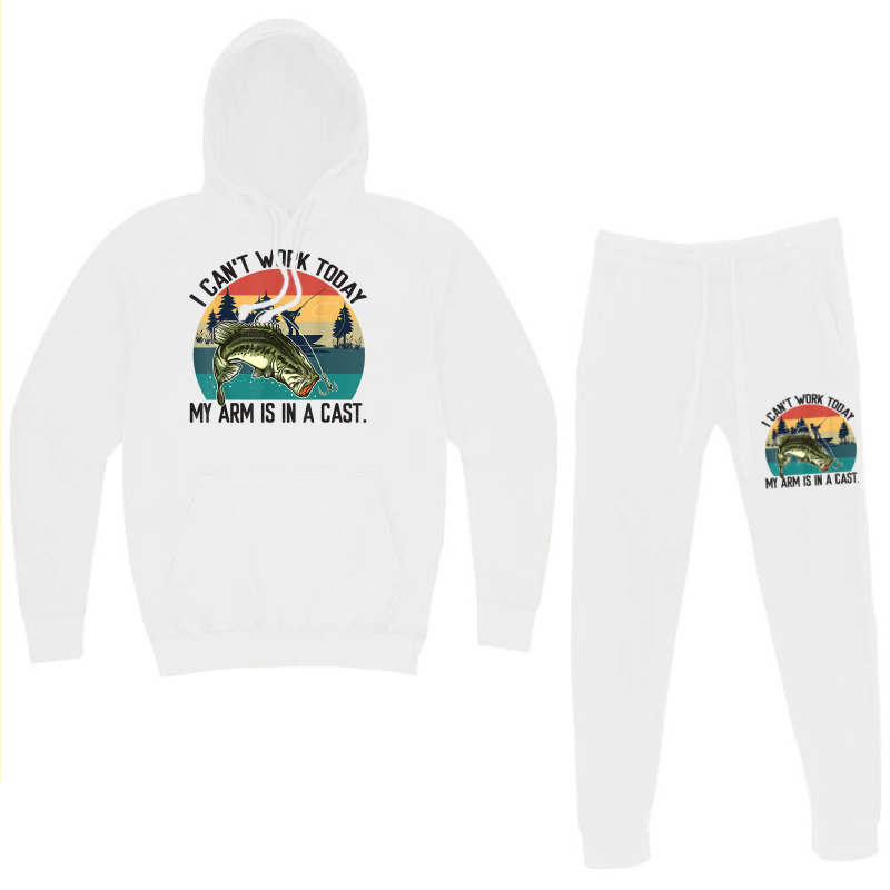 Mens I Can't Work Today, My Arm Is In A Cast, Fishing Vintage T Shirt Hoodie & Jogger Set | Artistshot