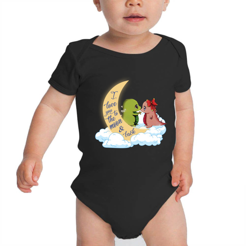 I Love You To The Moon And Black Dinosaurs Baby Bodysuit | Artistshot