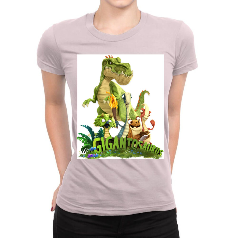 Gigantosaurus Giganto Amp 4 Kid Dinos Gigantosaurus Poster Red Ladies Fitted T-Shirt by kuarezdofebreihy | Artistshot