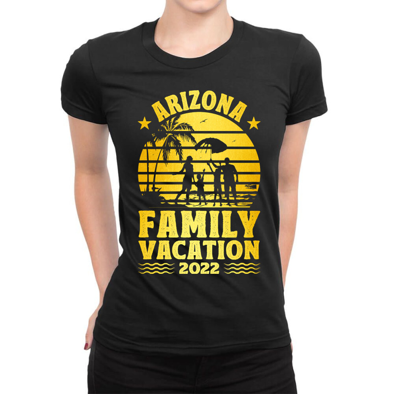 Arizona Family Vacation 2022 Gold Summer Vacation Trip Palm Trees Ladies Fitted T-Shirt by stumbledfeatures425 | Artistshot