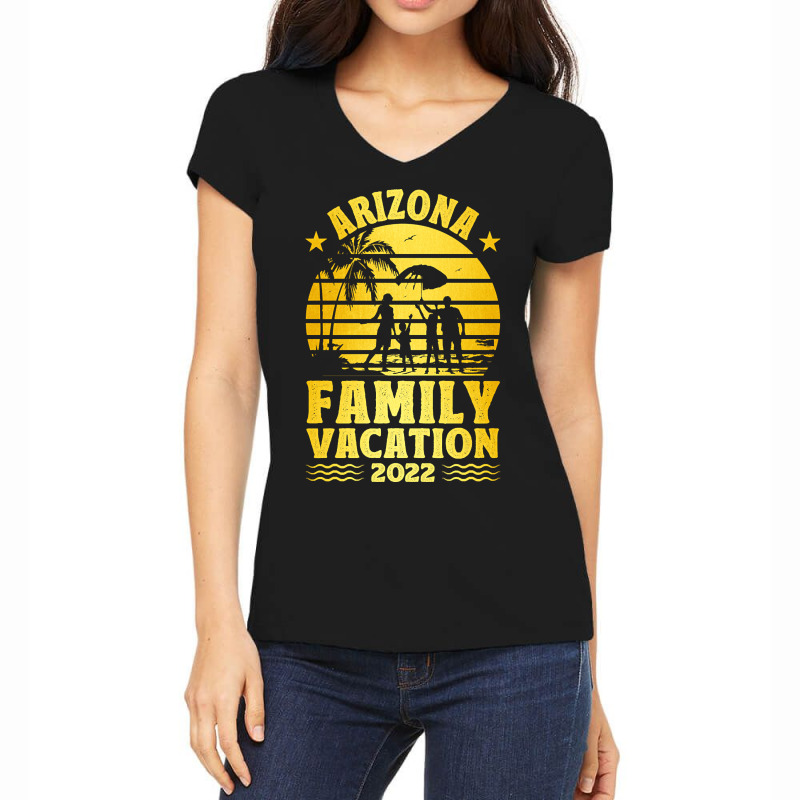 Arizona Family Vacation 2022 Gold Summer Vacation Trip Palm Trees Women's V-Neck T-Shirt by stumbledfeatures425 | Artistshot