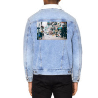 Hong Kong Vibes Feel The City Poster Hippie Unisex Sherpa-lined Denim Jacket | Artistshot