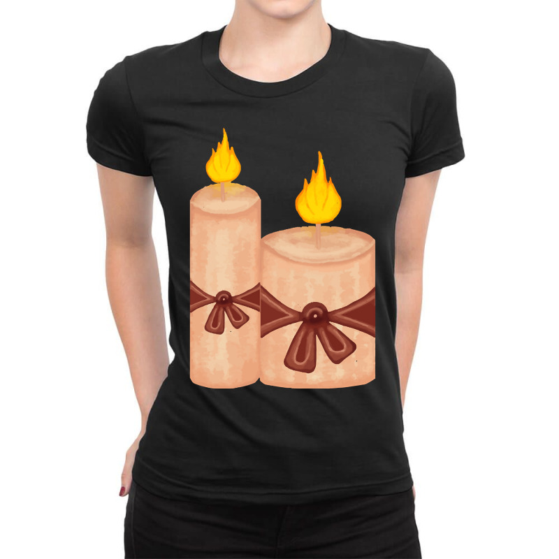 Candle Light Romantic Ladies Fitted T-Shirt by brushdatum98 | Artistshot