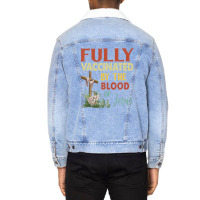 Fully Vaccinated By The Blood Of Jesus Christian Faith Cross Unisex Sherpa-lined Denim Jacket | Artistshot