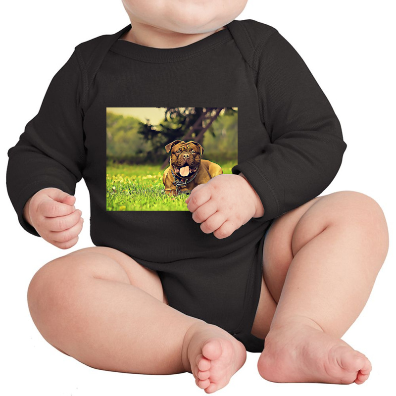 Pitbull Vibrant Painting Long Sleeve Baby Bodysuit by saddestrent378 | Artistshot