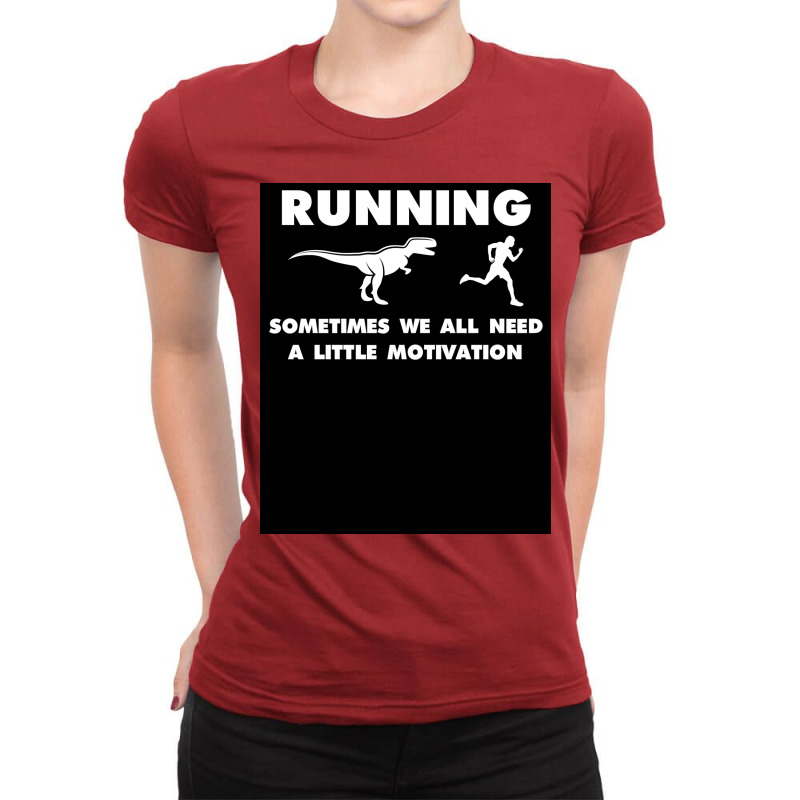 Funny Running Runner Motivation Dinosaur Raptor Gag Gift Poster Boy Ladies Fitted T-Shirt by sigetcongyue | Artistshot