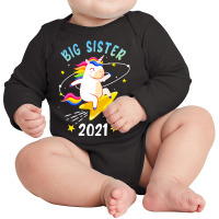 Big Sister 2021 Unicorn Sibling Girls Long Sleeve Baby Bodysuit | Artistshot