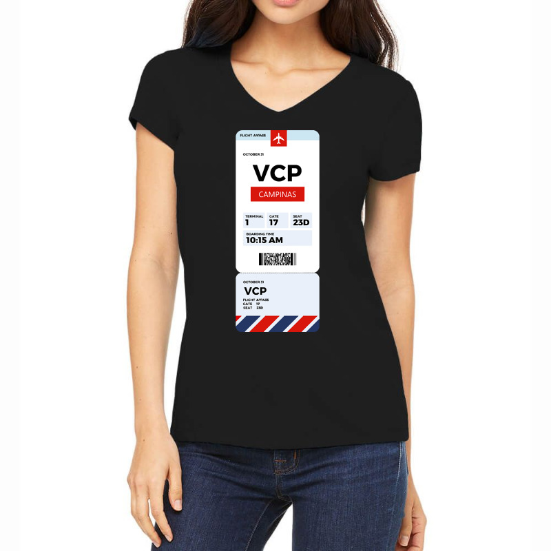 Campinas Boarding Pass Women's V-Neck T-Shirt by denverhumans58 | Artistshot