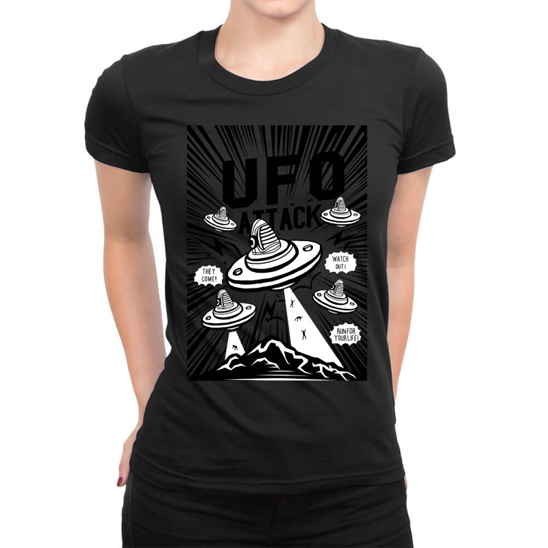 Attack Ufo Ladies Fitted T-Shirt by Binzdodi | Artistshot